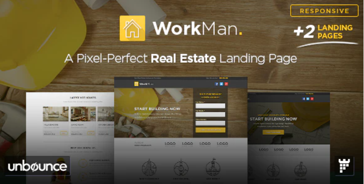 WorkMan Real Estate and Construction Unbounce Landing Page Template