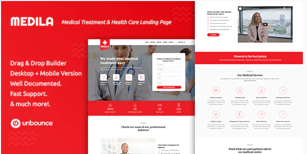 Medila Medical Treatment Health Care Unbounce Landing Page Template