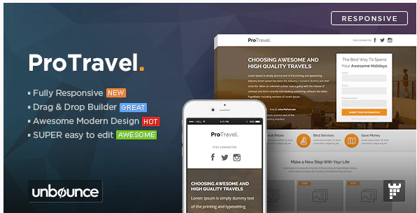 ProTravel Travel Agency Unbounce Template