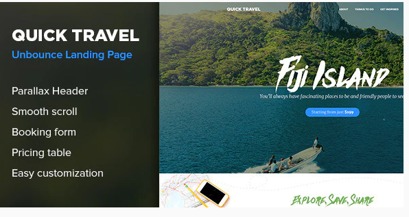 QuickTravel Responsive Unbounce Landing Page