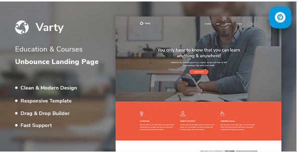 Varty Education Course Unbounce Landing Page Template