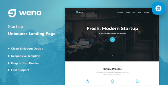 Weno Startup Unbounce Landing Page Template