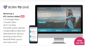 Born To Give Charity Crowdfunding Responsive HTML5 Template