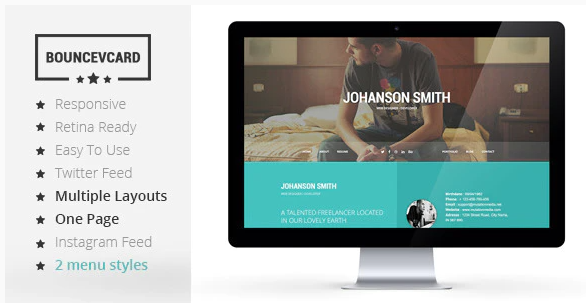 BOUNCE Responsive One Page Vcard Template 1