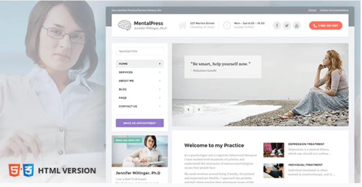 Psychology Counseling Medical Website Template — MentalPress