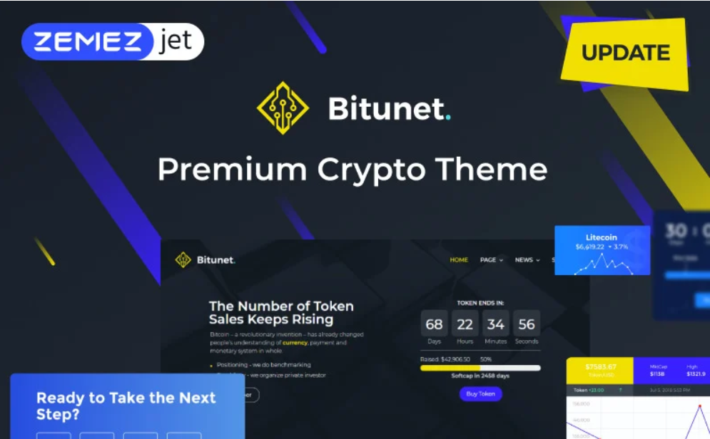 Bitunet Cryptocurrency Elementor WordPress Theme