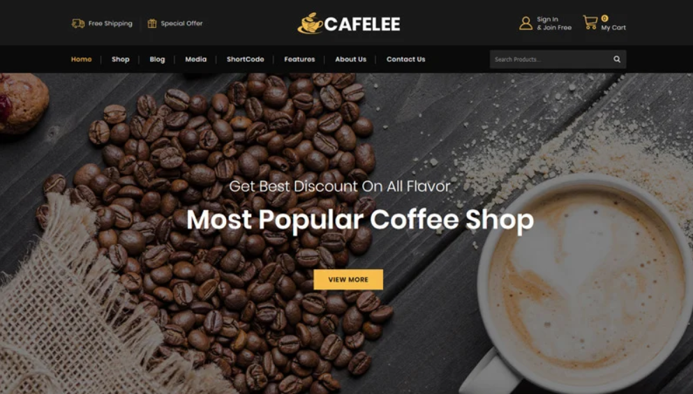 Cafelee Food Restaurant Store WooCommerce Theme 1