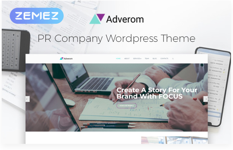 Adverom PR Company Multipurpose Modern Elementor WordPress Theme