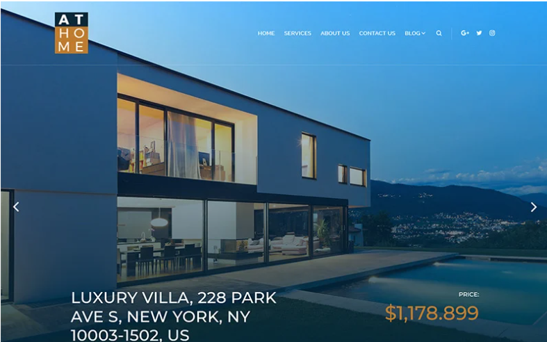 At Home Real Estate Elementor WordPress Theme