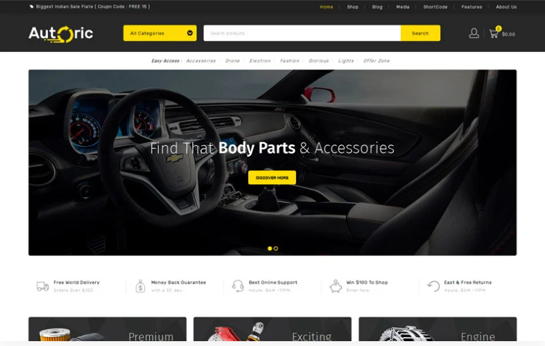 Autoric Spare Parts Store WooCommerce Theme