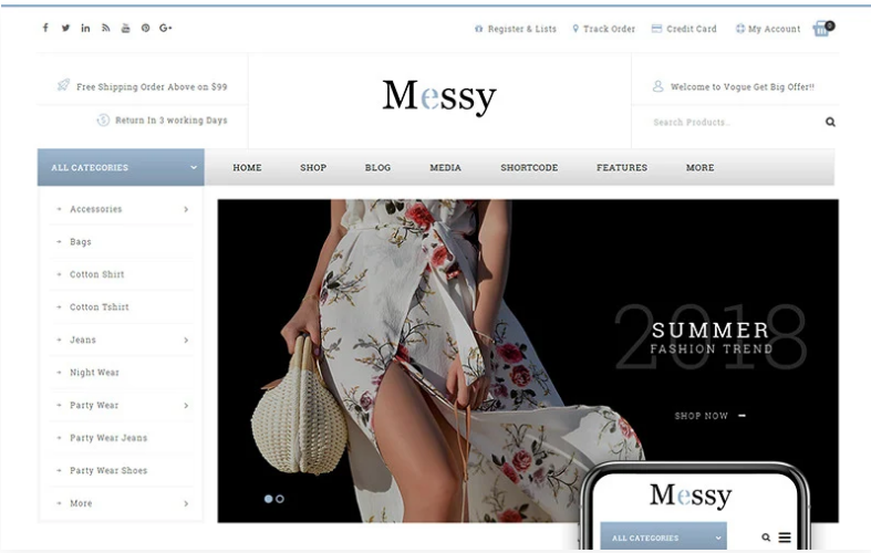 Messy Multipurpose Fashion Store WooCommerce Theme