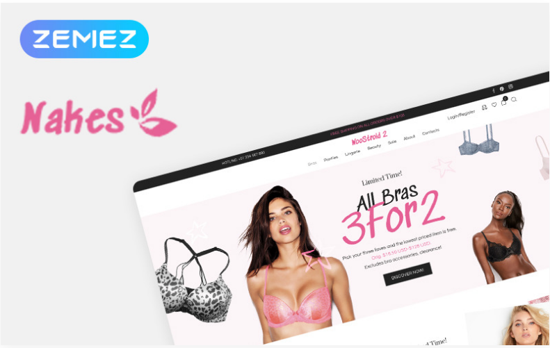 Nakes Lingerie ECommerce Modern Elementor WooCommerce Theme