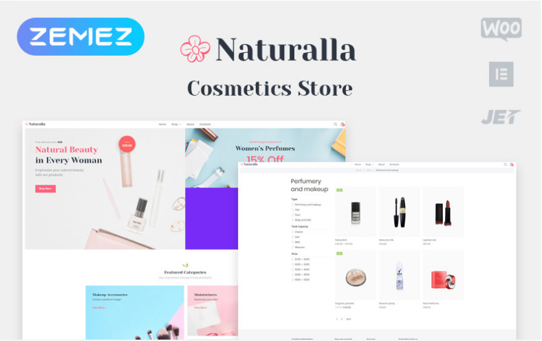 Naturalla Cosmetics ECommerce Modern Elementor WooCommerce Theme