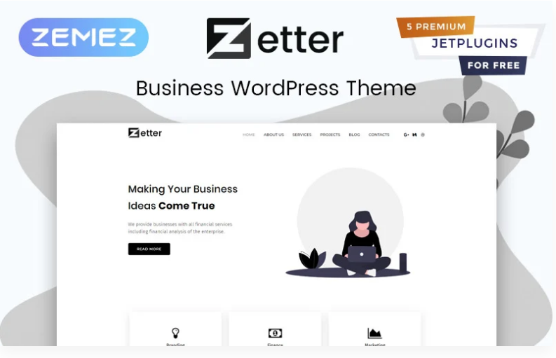 Zetter Business Multipurpose BlackWhite Elementor WordPress Theme