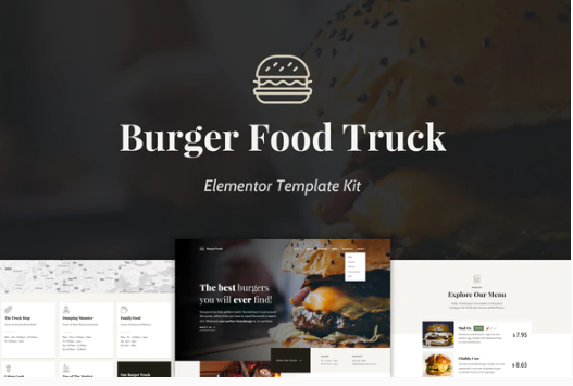 Burger Food Truck Popup Restaurant Elementor Template Kit