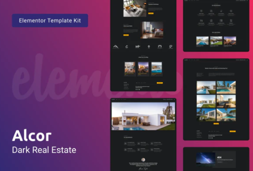 Alcor — Dark Real Estate Elementor Template Kit