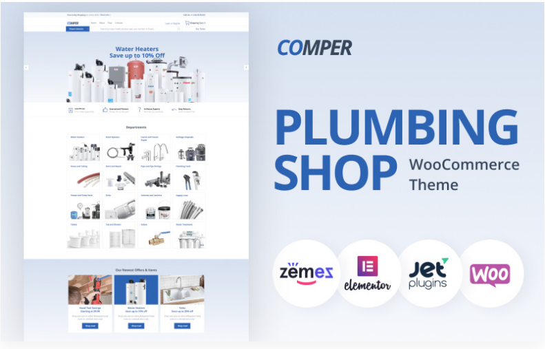 Comper Plumbing ECommerce Classic Elementor WooCommerce Theme