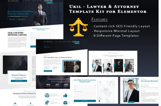 Ukila Lawyer Attorney Template Kit for Elementor