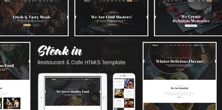 Steak In Restaurant Cafe HTML5 Template