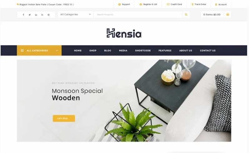 Hensia Furniture Store WooCommerce Theme