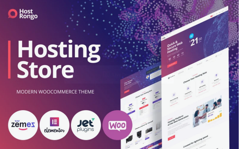 Host Rongo Hosting Store ECommerce Modern Elementor WooCommerce Theme