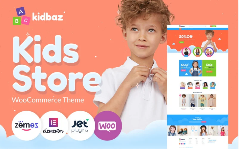 Kidbaz Kids Stuff ECommerce Modern Elementor WooCommerce Theme