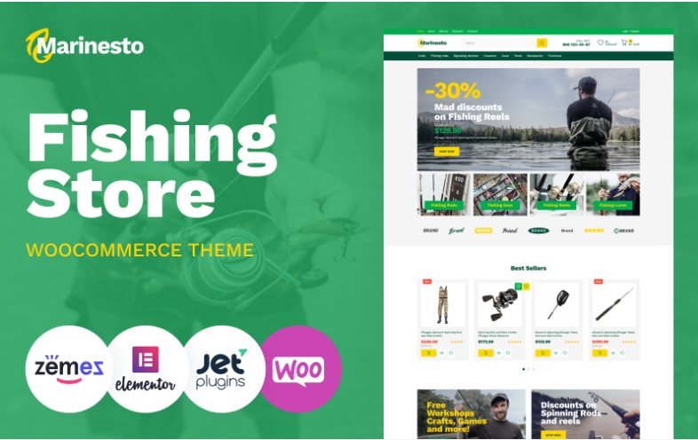 Marinesto Fishing ECommerce Classic Elementor WooCommerce Theme