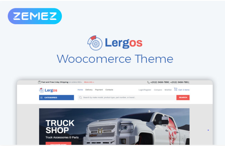 Lergos Car Spare Parts ECommerce Classic Elementor WooCommerce Theme