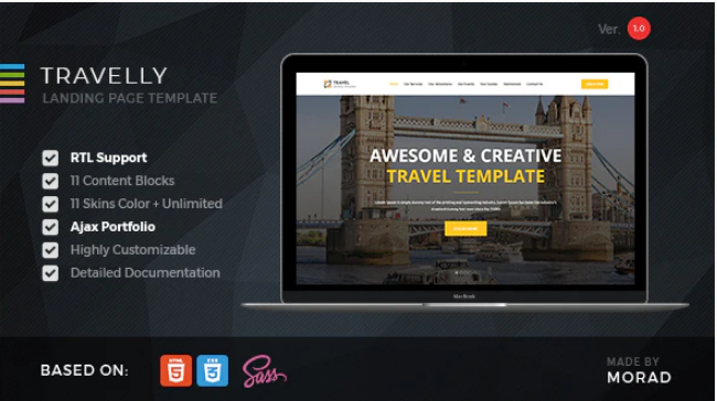 Travelly Tourism Agency HTML Landing Page