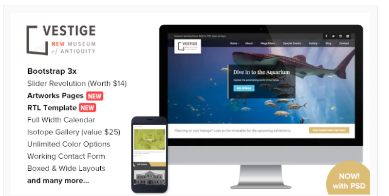 Vestige Museum Responsive HTML5 Template