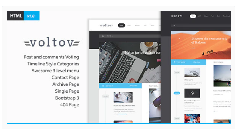 Voltov Blog and Magzine HTML Template