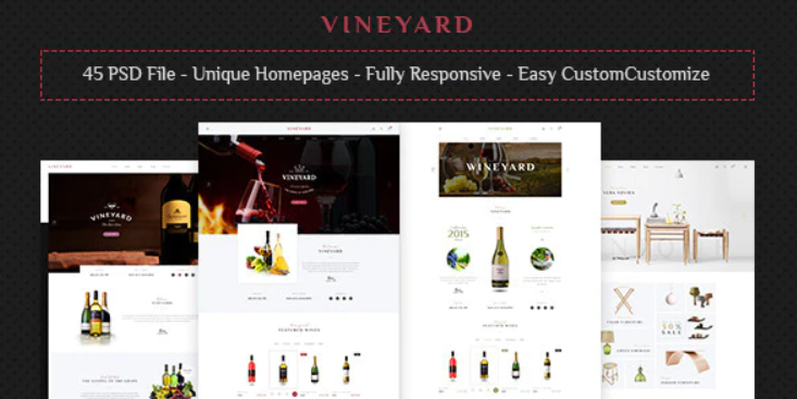 VINEYARD E Commerce and Blog PSD Theme 1