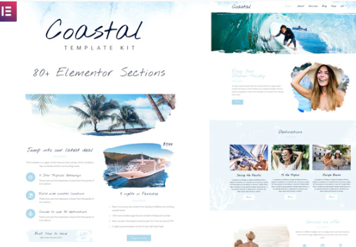 Coastal Travel and Surf Grunge Template Kit