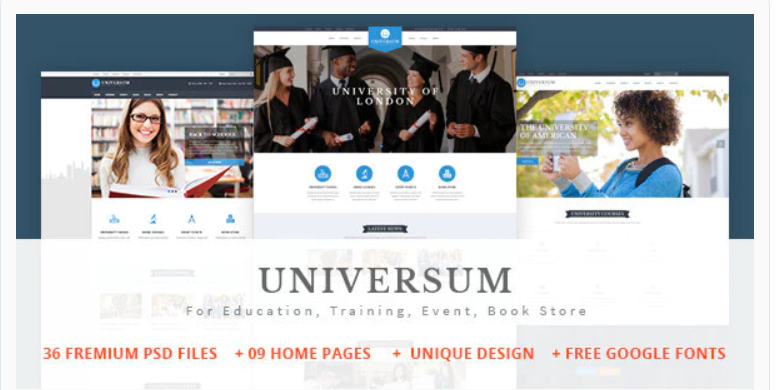 UNIVERSUM Education Event and Course PSD Template