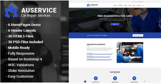 Auservice Auto Repair HTML5 Template