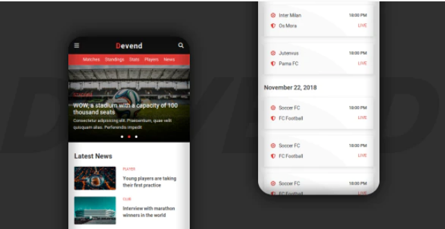 Devend Football Soccer Mobile Template