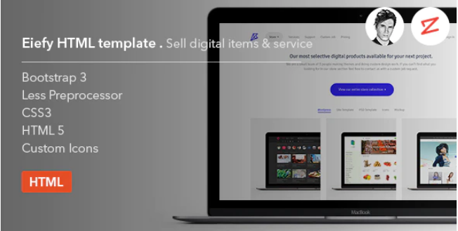 Eiefy HTML Template for Selling Digital Items Services