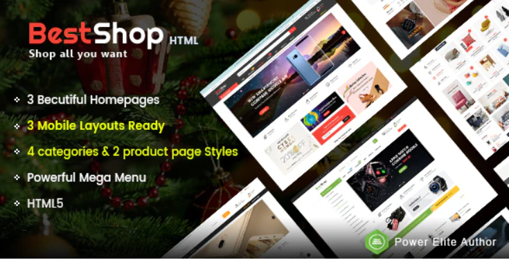 BestShop Top MultiPurpose HTML Template With Mobile Layouts