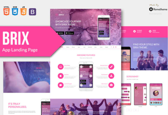 BRIX Mobile App landing page HTML Template