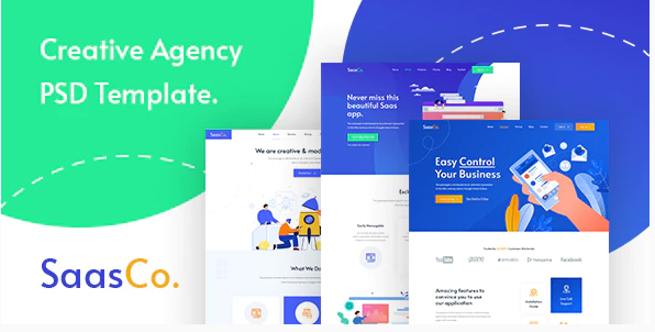 SassCo SaSS App Landing Page Startups PSD Template