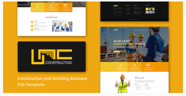 Unc Construction Construction Business Building Company PSD Template