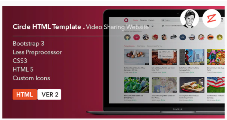 Circle Video Sharing Website HTML Template