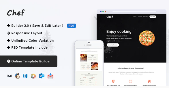 Chef Responsive Email Template Online Builder