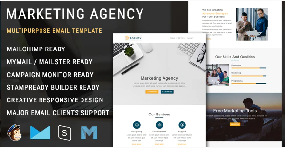 Marketing Agency Responsive Email Template with Mailchimp Editor