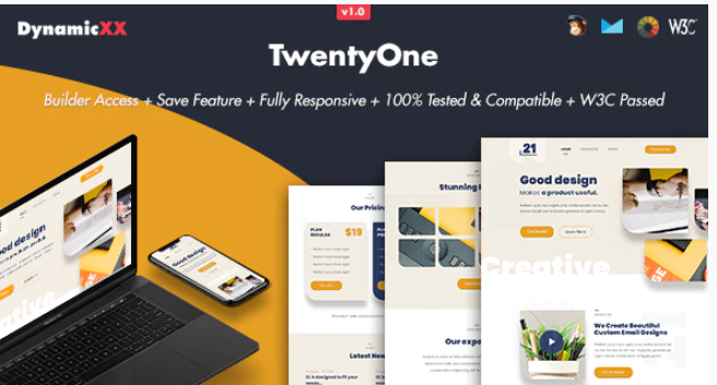 TwentyOne Responsive Email Online Template Builder