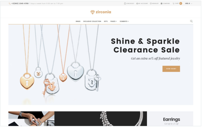 Zirconia Jewelry Accessories Store Responsive WooCommerce Theme