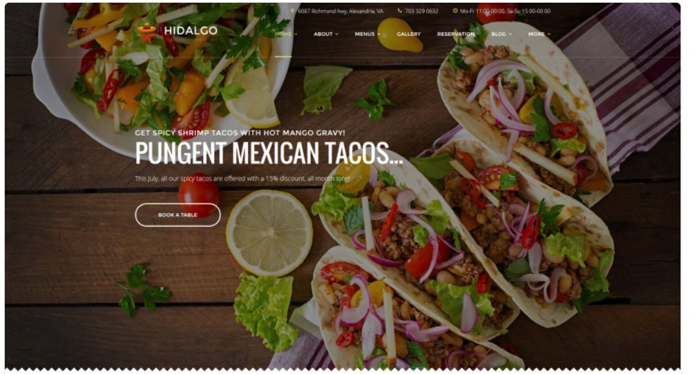 Hidalgo Mexican Food Restaurant WordPress Theme