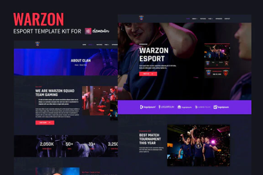 Warzon Esport Elementor Template Kit