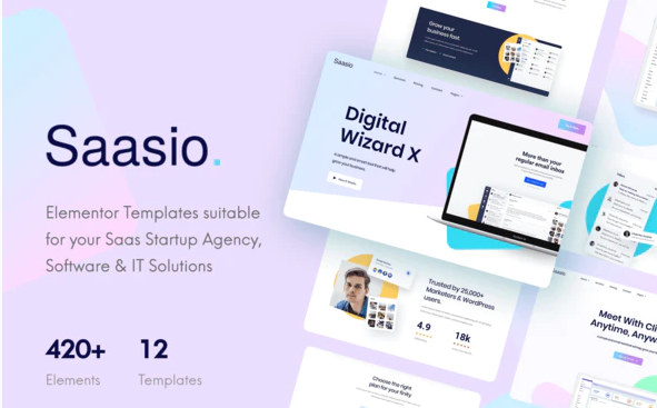 Saasio Saas Startup Elementor Template Kit