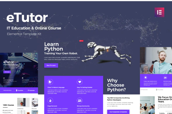 eTutor Education Online Course Elementor Template Kit